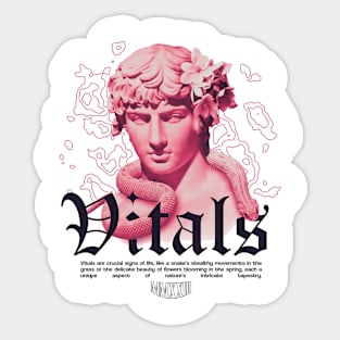 Vitals MMXXIII Pink Statue Snake Flowers Vibrant Modern Streetwear Graphic Design Sticker